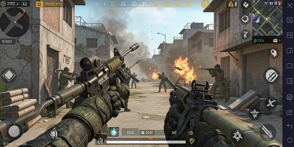 Screenshot gameplay FPS menampilkan pertarungan yang intens dengan grafis luar biasa.