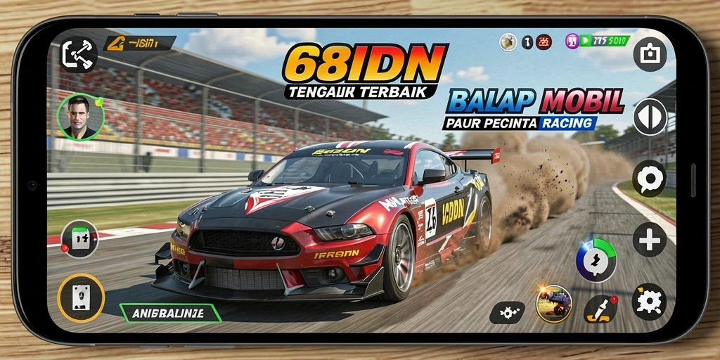 Screenshot gameplay 68IDN menunjukkan aksi balap yang mendebarkan.