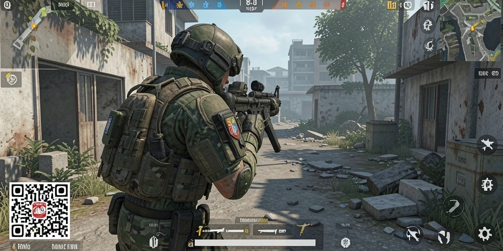 Tampilan gameplay intens di medan pertempuran 8QR.