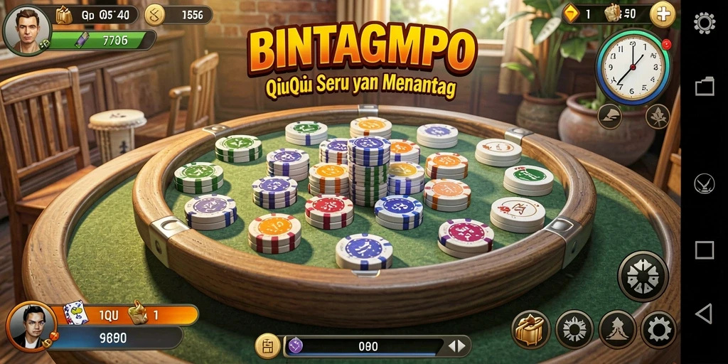 Screenshot gameplay di BINTANGMPO menunjukkan aksi seru permainan QiuQiu.