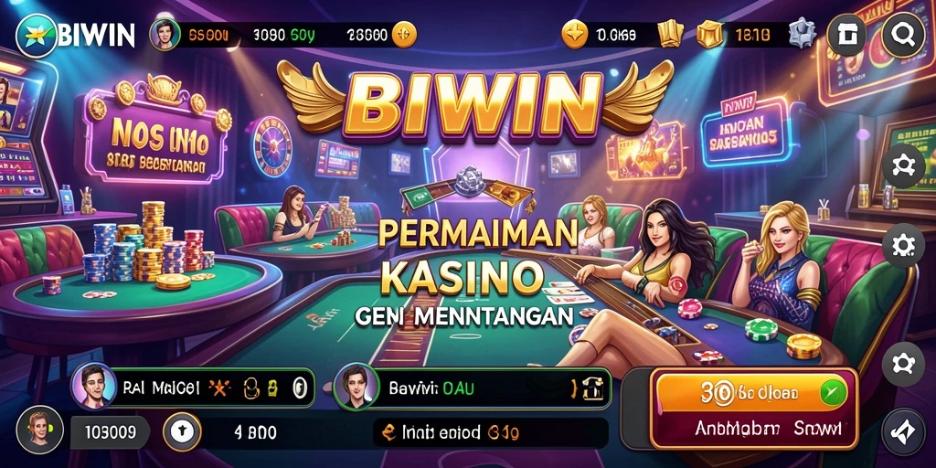 Tampilan gameplay menarik dalam aplikasi Kasino BIWIN.