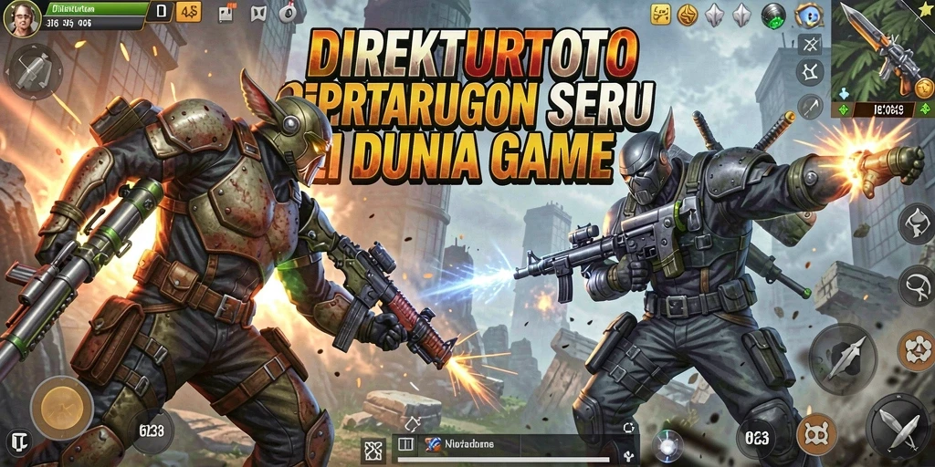 Tangkapan layar utama memperlihatkan aksi pertarungan di <strong>DIREKTURTOTO</strong> dengan efek combo yang mengesankan.
