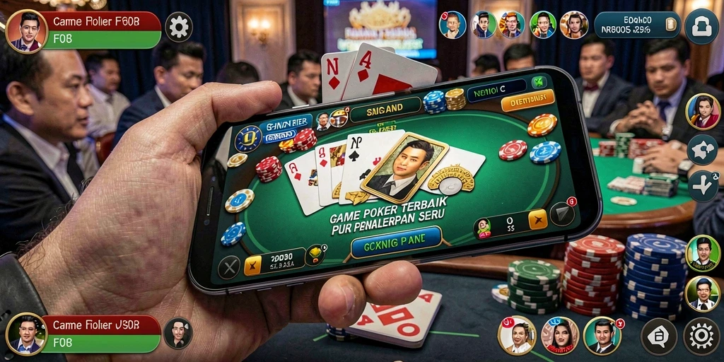 Screenshot gameplay F08 menampilkan suasana poker yang mendebarkan.