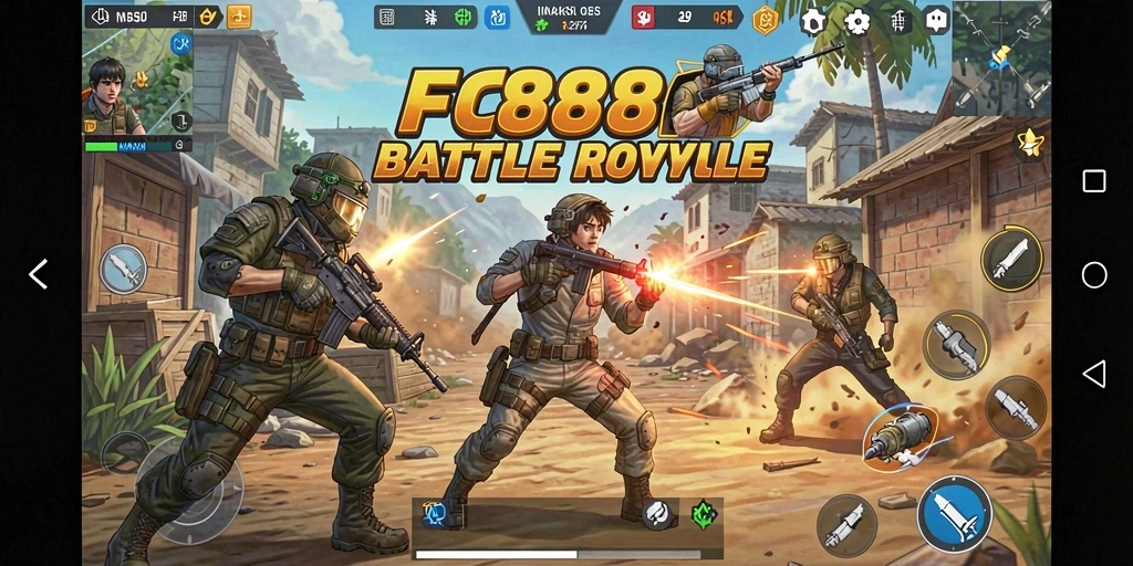 Tampilan gameplay FC888 yang seru dalam mode Battle Royale.