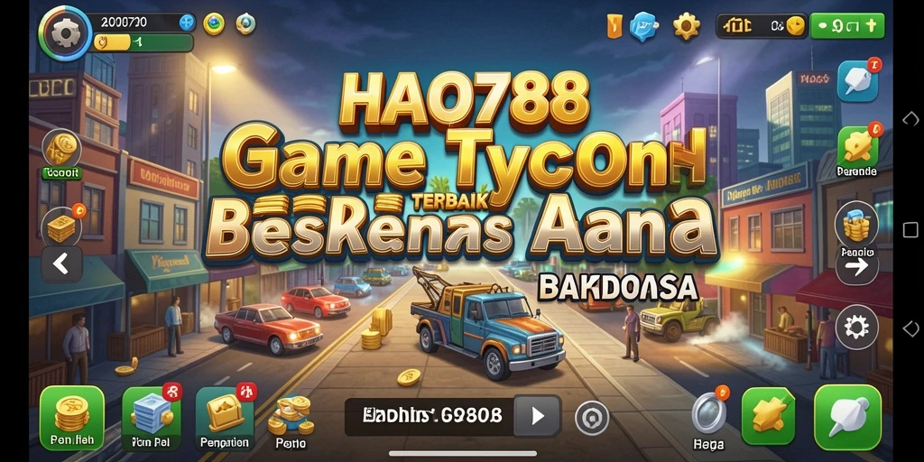 Tampilan gameplay HAO788 dengan elemen manajemen bisnis yang menarik.