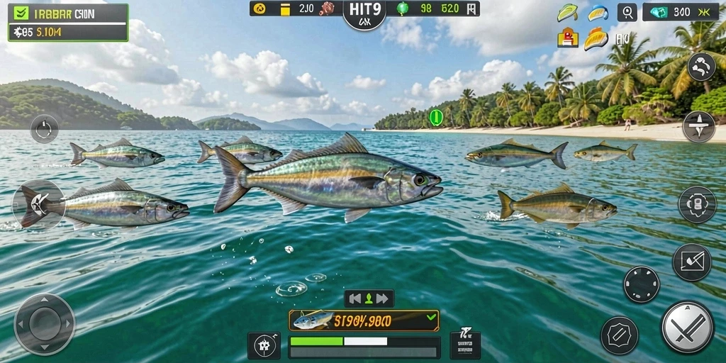 Screenshot gameplay HIT9 menampilkan aksi seru dalam Tembak Ikan.