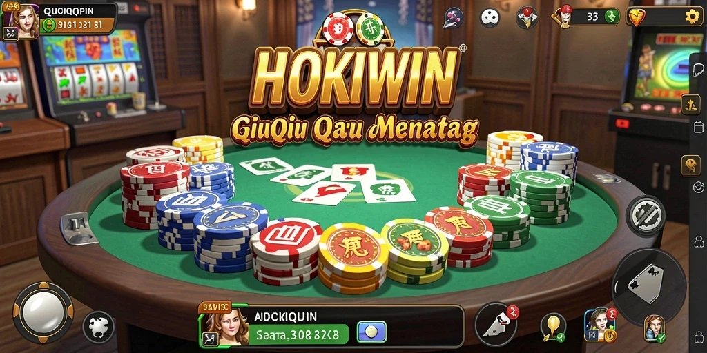 Tampilan antarmuka HOKIWIN saat bermain QiuQiu dengan teman.