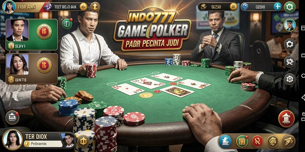 Screenshot gameplay INDO777 yang menampilkan suasana Poker yang seru.