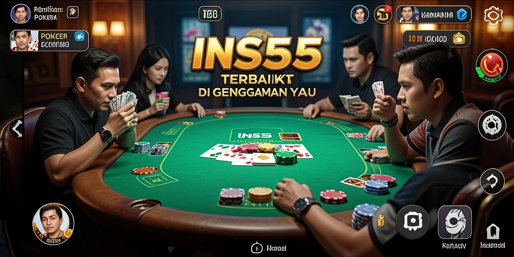 Screenshot <strong>INS55</strong> menampilkan gameplay poker yang seru dan interaktif.