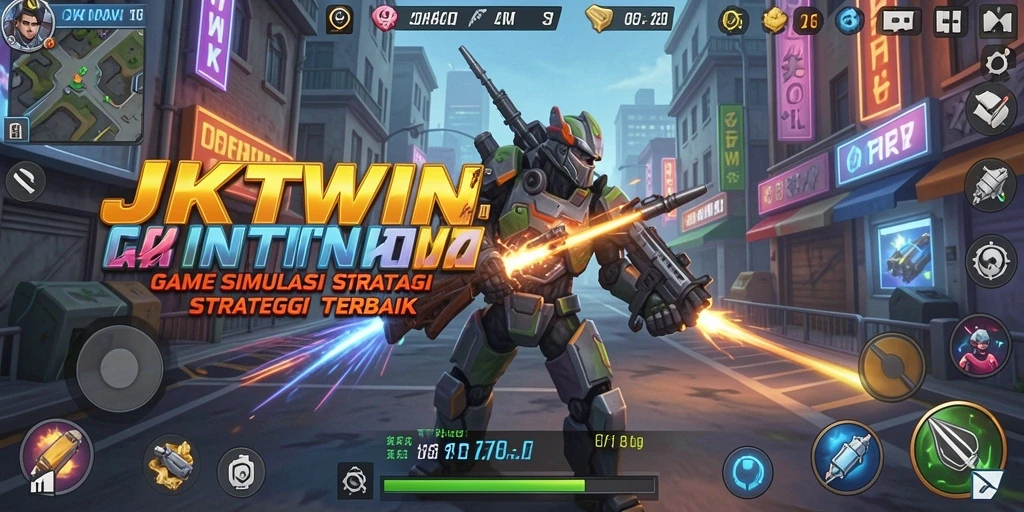 Tangkapan layar utama JKTWIN menampilkan suasana gameplay SLG yang menegangkan.