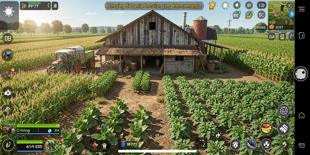Tampilan menarik dari gameplay pertanian di PF777.
