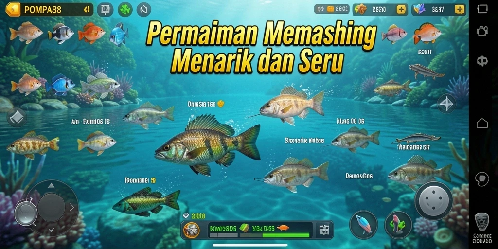 Tampilan gameplay POMPA88 yang mengasyikkan saat memancing ikan di lautan.
