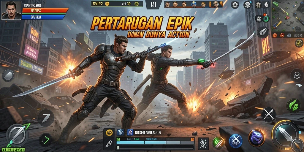 Tampilan seru gameplay RVIP2 dengan pertarungan yang intens.