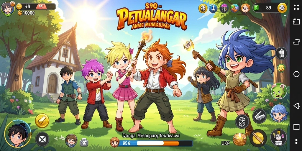 Tampilan gameplay menakjubkan dengan karakter Anime yang ikonis.