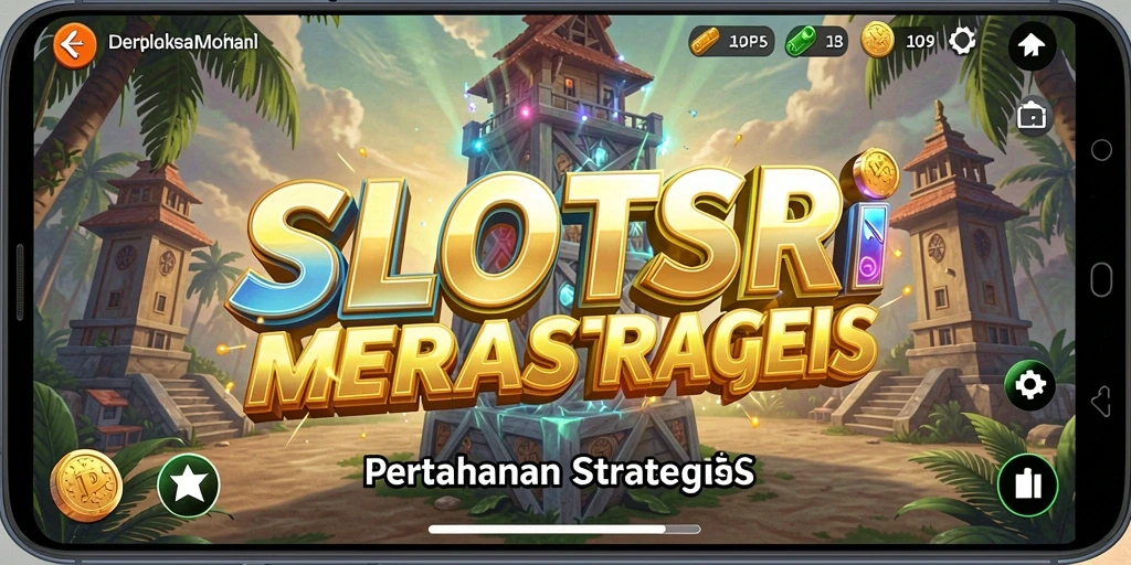 Screenshot utama SLOTSRI menunjukkan gameplay menara pertahanan yang seru.
