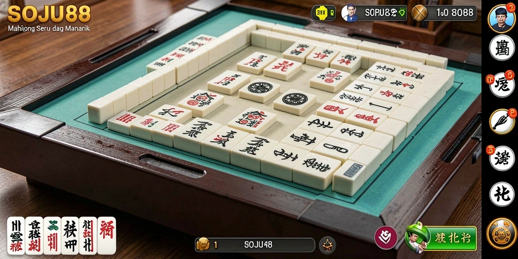Tampilan menarik dari gameplay Mahjong di SOJU88.