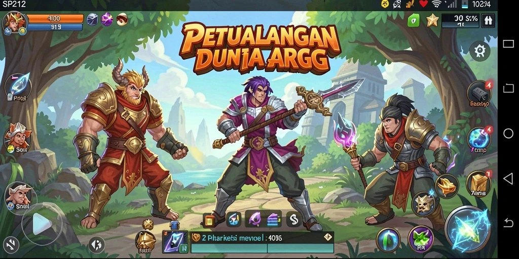 Tangkapan layar permainan ARPG SP212 yang menampilkan pertarungan epik.