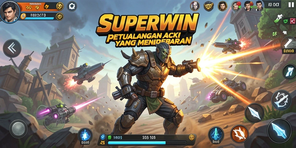 Tangkapan layar SUPERWIN menampilkan aksi seru dalam permainan.