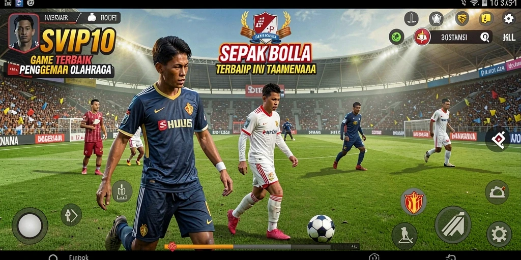 Tangkapan layar gameplay <strong>SVIP10</strong> menampilkan aksi sepak bola yang intens dan mendebarkan.