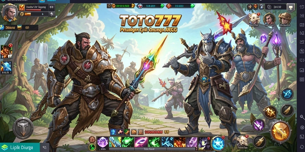 Tampilan gameplay seru TOTO777 dengan pertarungan epik dan pemandangan indah.