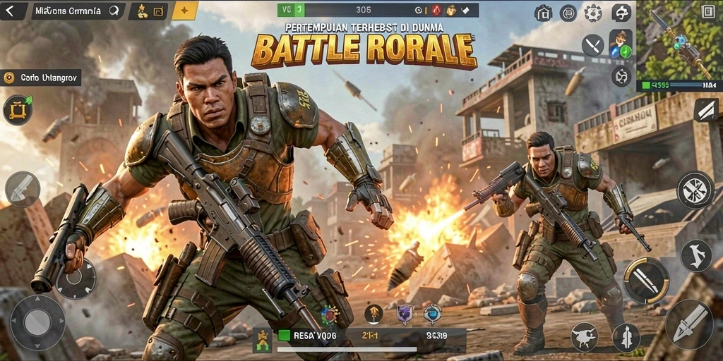 Tampilan seru gameplay VC5 dengan aksi intens dalam Battle Royale.