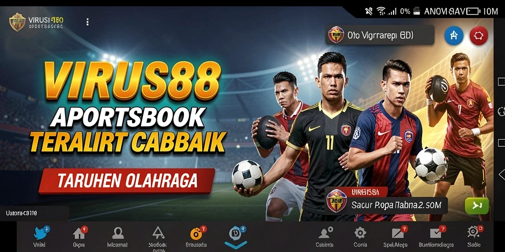 Screenshot utama VIRUS88 menampilkan antarmuka taruhan olahraga yang menarik.