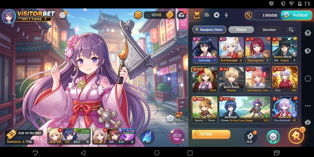 Tampilan gameplay <strong>VISITORBET</strong> dengan karakter anime yang ikonik.