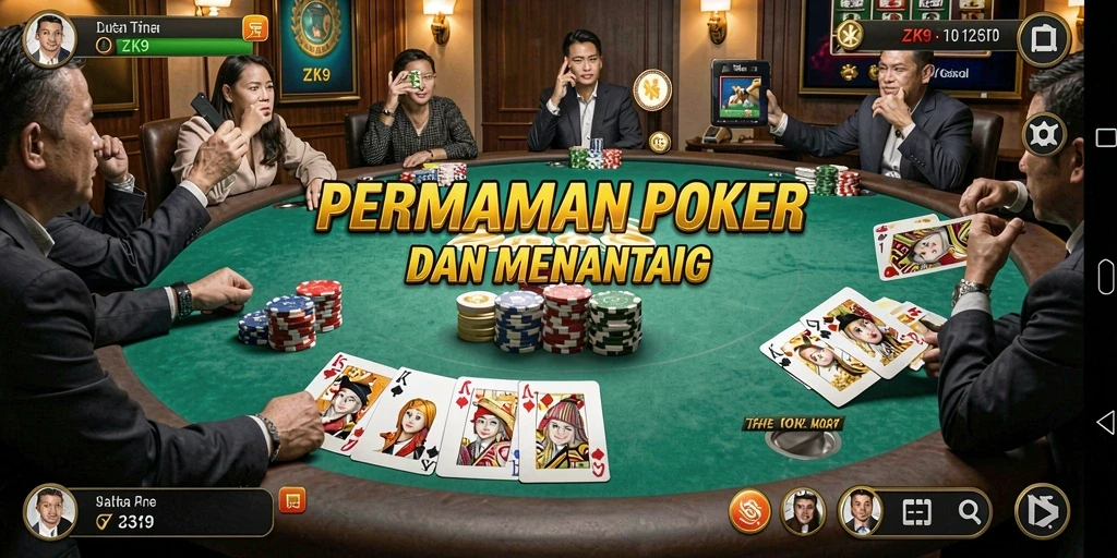 Tampilan gameplay seru ZK9 dengan pemain aktif dan kartu yang ditampilkan.